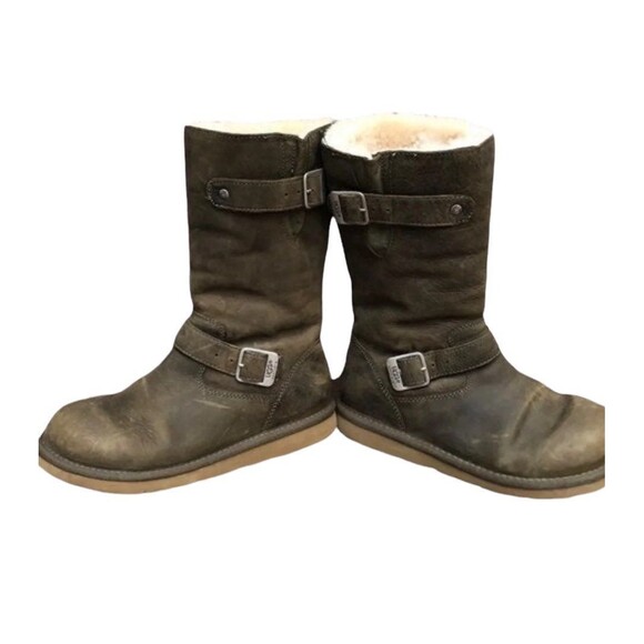 UGG Australia Kensington Distressed Sherpa Lined Motorcycle Boots - Picture 4 of 10